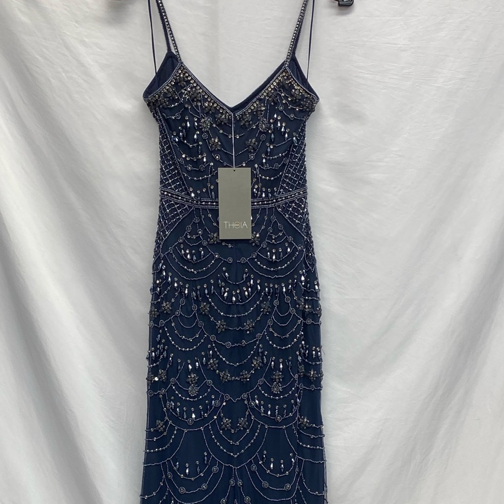 Brand new Theia NAVY sequins ,beads and jewels long gown - Picture 9 of 9